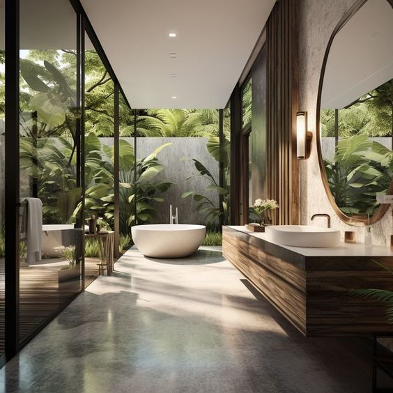 Luxury bathroom ideas, Nature inspired bathroom design, construction project montreal