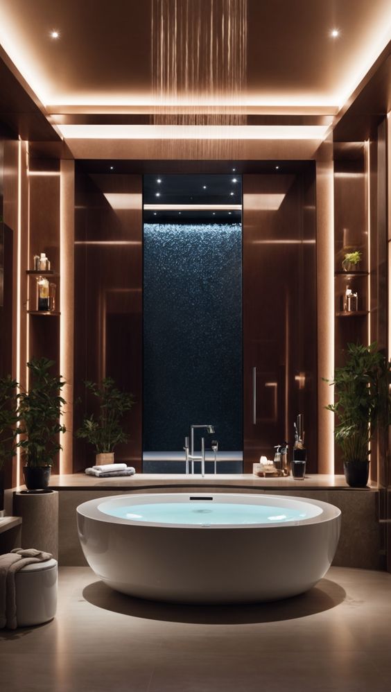 Luxury bathroom ideas, high tech bathroom design, construction project montreal
